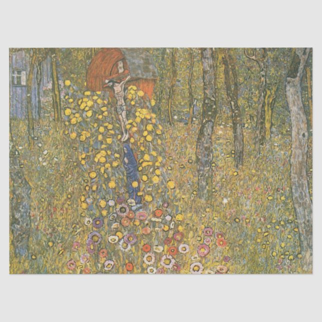 Farm Garden With Crucifix (by Gustav Klimt) Tissue Paper (Front)