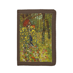 Farm Garden with Crucifix by Gustav Klimt Tri-fold Wallet