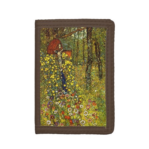 Farm Garden with Crucifix by Gustav Klimt Trifold Wallet