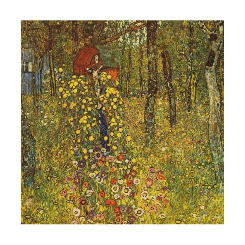 Farm Garden with Crucifix by Gustav Klimt Wood Wall Decor