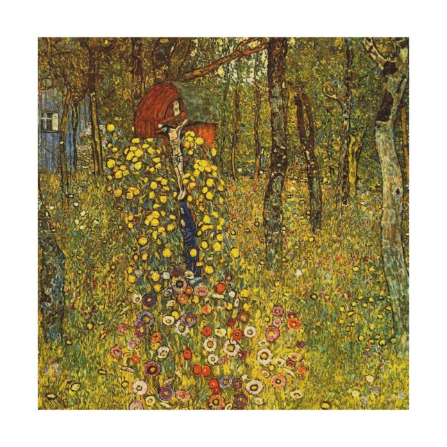 Farm Garden with Crucifix by Gustav Klimt Wood Wall Decor (Front)