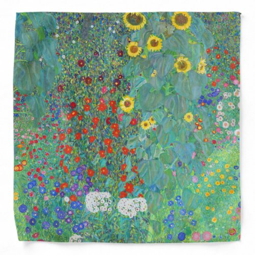 Farm Garden with Sunflowers by Gustav Klimt Bandana