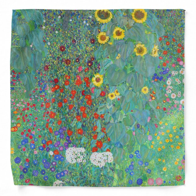 Farm Garden with Sunflowers by Gustav Klimt Bandana (Front)