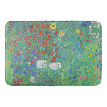Farm Garden With Sunflowers By Gustav Klimt Bath Mat by colorfulworld at Zazzle