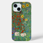 Farm Garden with Sunflowers by Gustav Klimt iPhone 15 Case