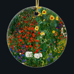 Farm Garden with Sunflowers by Gustav Klimt Ceramic Ornament<br><div class="desc">Farm Garden with Sunflowers,  famous painting by Gustav Klimt</div>