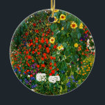 Farm Garden with Sunflowers by Gustav Klimt Ceramic Ornament<br><div class="desc">Farm Garden with Sunflowers,  famous painting by Gustav Klimt</div>