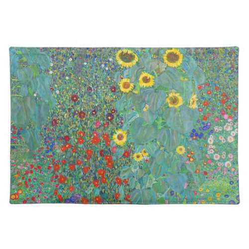 Farm Garden with Sunflowers by Gustav Klimt Cloth Placemat