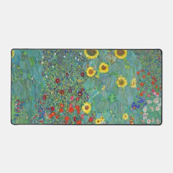 Farm Garden With Sunflowers By Gustav Klimt  Desk Mat by colorfulworld at Zazzle