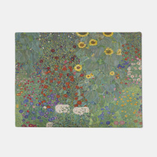 Farm Garden with Sunflowers by Gustav Klimt Doormat