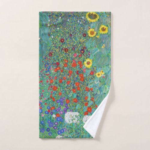 Farm Garden with Sunflowers by Gustav Klimt Hand Towel