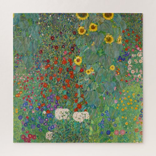 Farm Garden with Sunflowers by Gustav Klimt Jigsaw Puzzle