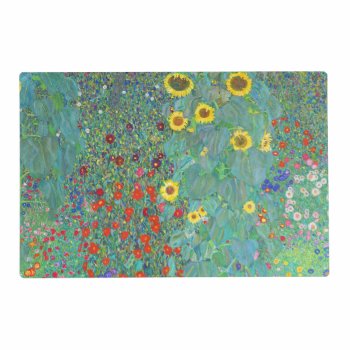 Farm Garden With Sunflowers By Gustav Klimt Placemat by colorfulworld at Zazzle