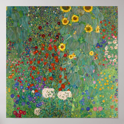 Farm Garden with Sunflowers by Gustav Klimt Poster