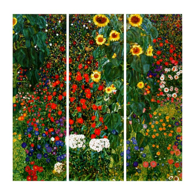 Farm Garden with Sunflowers by Gustav Klimt Triptych (Front)