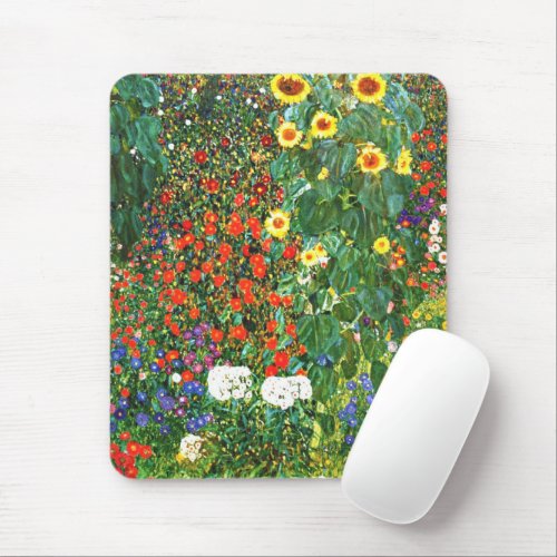 Farm Garden with Sunflowers colorful artwork Mouse Pad