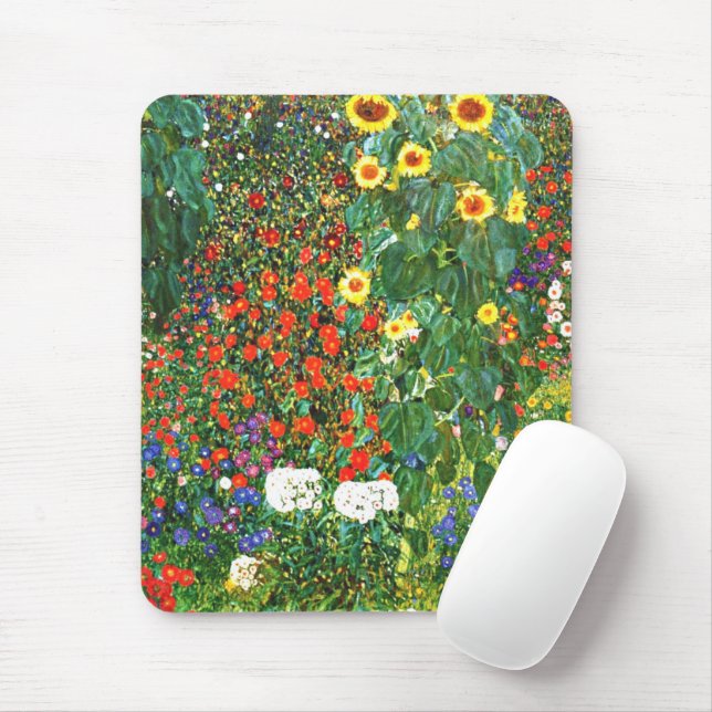 Farm Garden with Sunflowers, colorful artwork Mouse Pad (With Mouse)