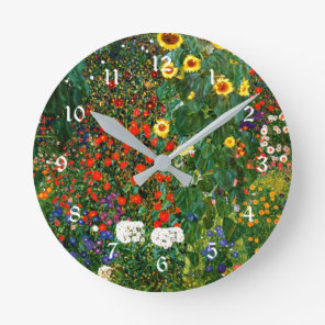 Farm Garden with Sunflowers, famous painting Round Clock