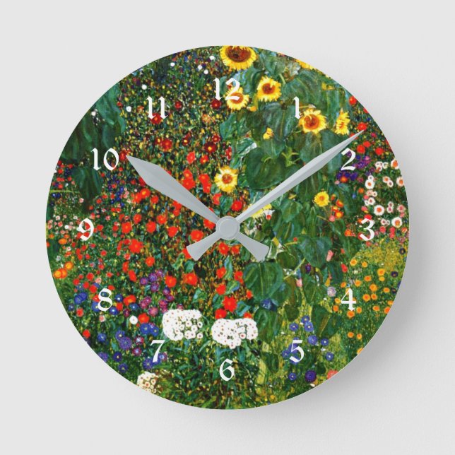 Farm Garden with Sunflowers, famous painting Round Clock (Front)