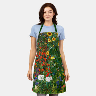 Farm Garden with Sunflowers, fine art painting Apron