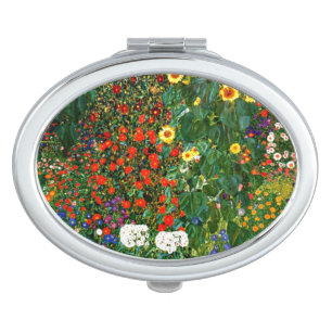 Farm Garden with Sunflowers, fine art painting Compact Mirror