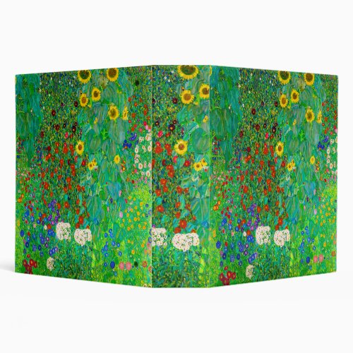 Farm Garden with Sunflowers Gustav Klimt  3 Ring Binder