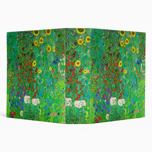 Farm Garden with Sunflowers, Gustav Klimt  3 Ring Binder (Background)
