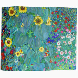 Farm Garden with Sunflowers, Gustav Klimt 3 Ring Binder