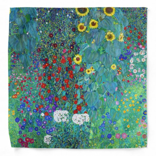 Farm Garden with Sunflowers Gustav Klimt Bandana