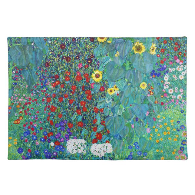 Farm Garden with Sunflowers, Gustav Klimt Cloth Placemat (Front)