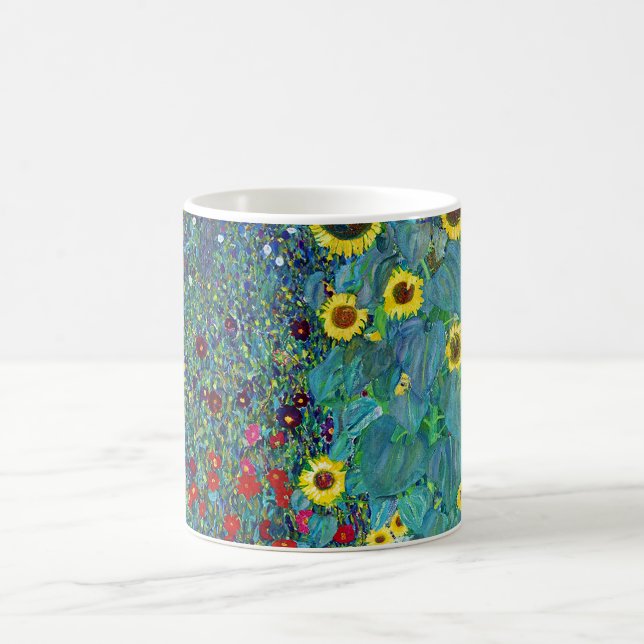 Farm Garden with Sunflowers, Gustav Klimt Coffee Mug (Center)
