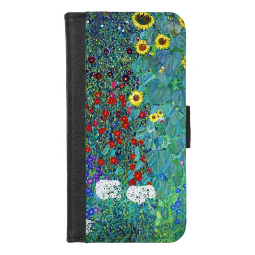 Farm Garden with Sunflowers Gustav Klimt iPhone 87 Wallet Case