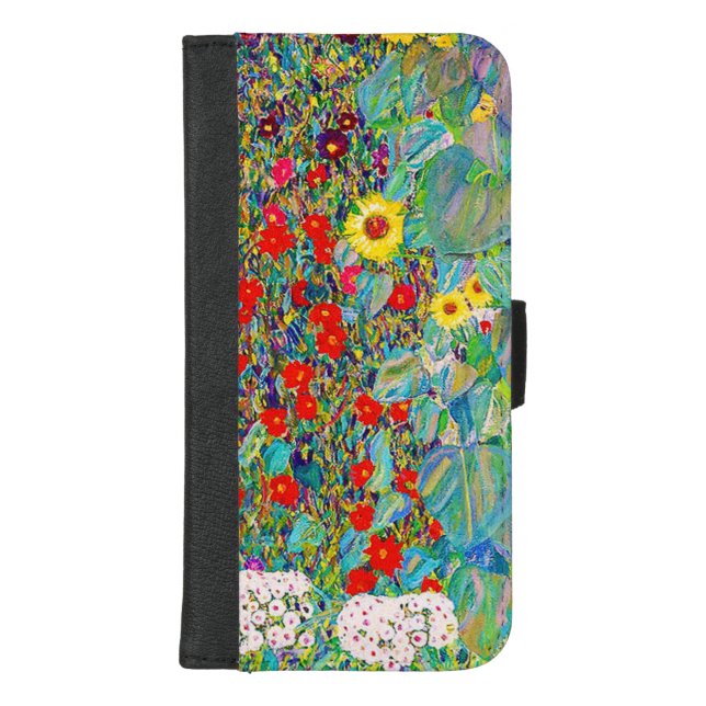 Farm Garden With Sunflowers Gustav Klimt iPhone Wallet Case (Front)