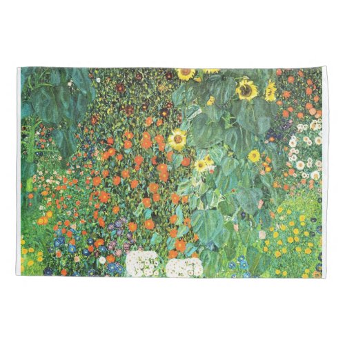 Farm Garden With Sunflowers Gustav Klimt Pillow Case