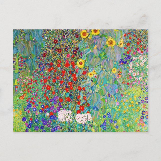 Farm Garden With Sunflowers Gustav Klimt Postcard (Front)