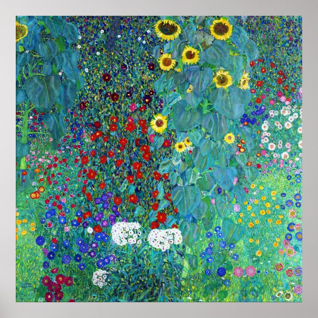 Farm Garden with Sunflowers, Gustav Klimt Poster (Front)