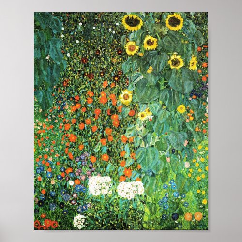 Farm Garden With Sunflowers Gustav Klimt Poster