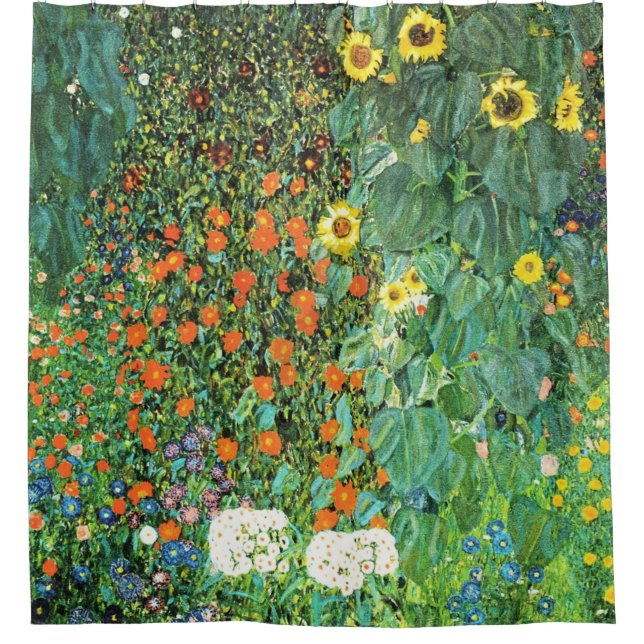 Farm Garden With Sunflowers Gustav Klimt Shower Curtain (Front)