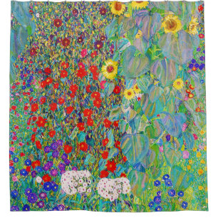 Farm Garden With Sunflowers Gustav Klimt Shower Curtain