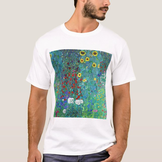 Farm Garden with Sunflowers, Gustav Klimt T-Shirt (Front)