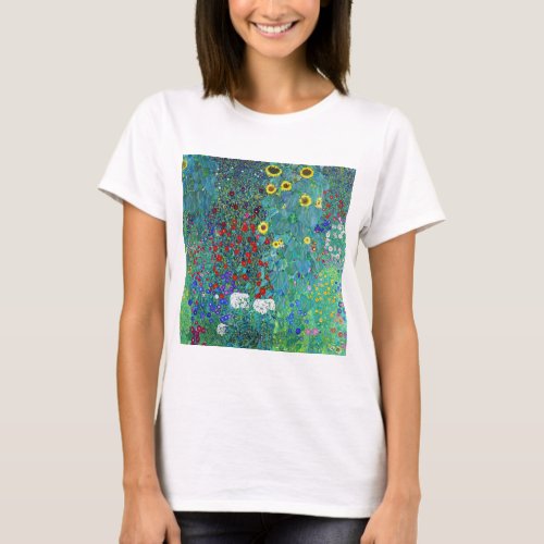 Farm Garden with Sunflowers Gustav Klimt T_Shirt