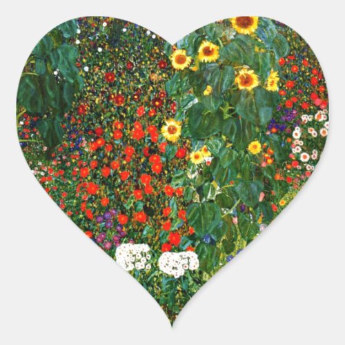 Farm Garden with Sunflowers Heart Sticker