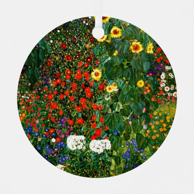 Farm Garden with Sunflowers Metal Ornament (Front)