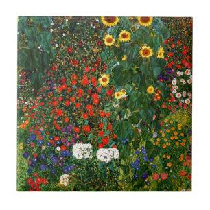 Farm Garden with Sunflowers, popular fine art Ceramic Tile