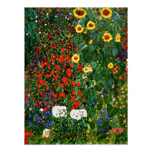Farm Garden with Sunflowers Poster