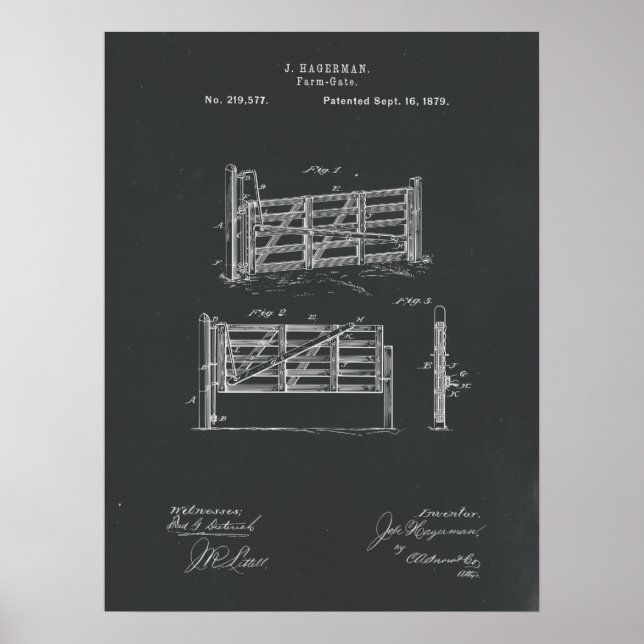 Farm Gate Patent Print on Chalkboard (Front)