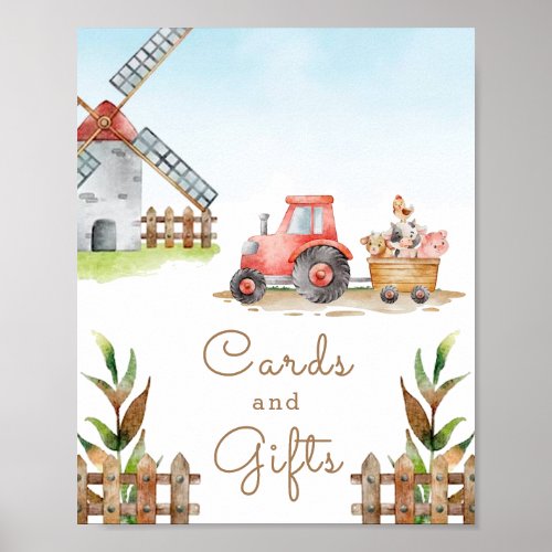 Farm Gender Neutral Birthday Party Cards and Gifts Poster