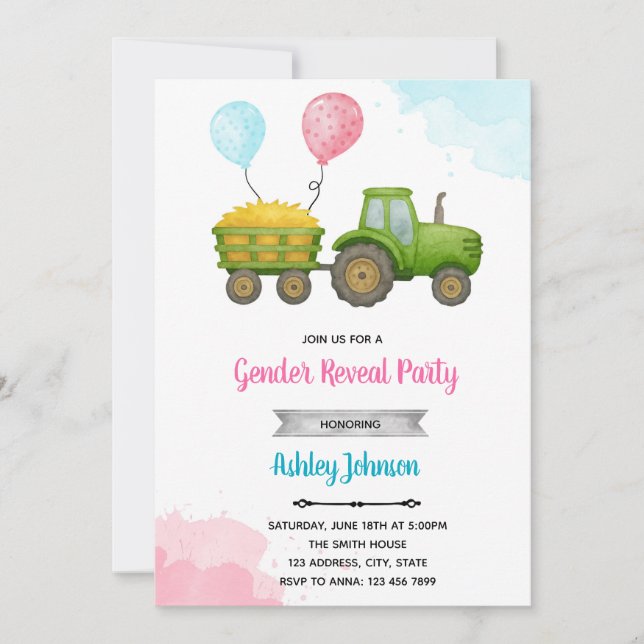 Farm gender reveal invitation (Front)