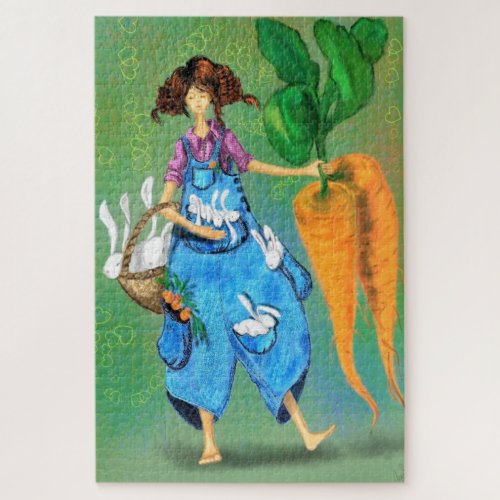 Farm Girl _ Art Vintage Drawing Fantasy Fairytale Jigsaw Puzzle