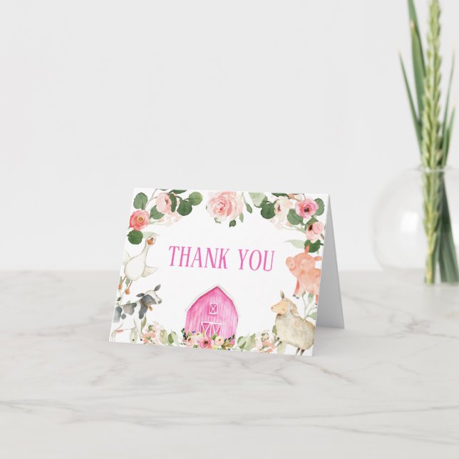 Farm Girl Baby Shower Thank You Card (Front)